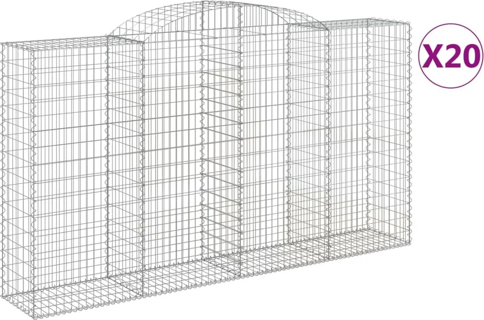 vidaXL Coșuri gabion arcuite 2 buc, 300x50x160/180 cm, fier galvanizat