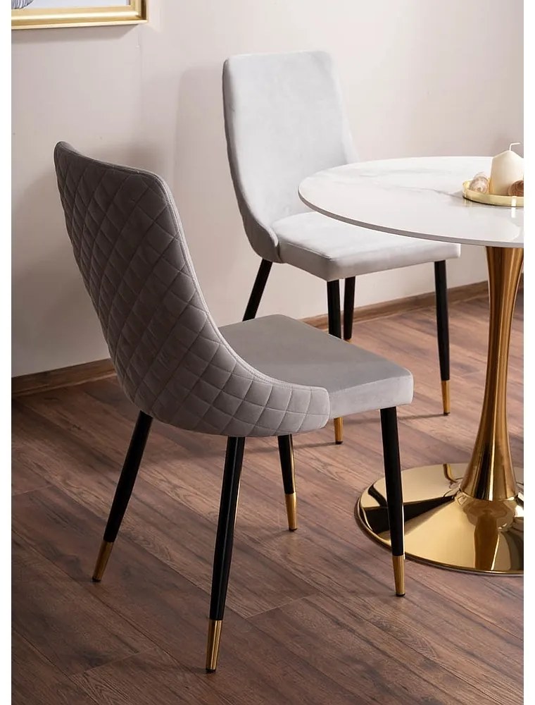Scaun de bucaterie Piano Velvet, gri deschis/negru