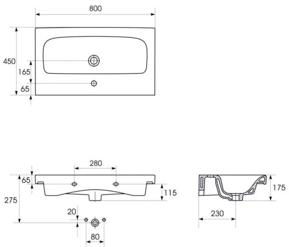 Cersanit S801-221-DSM - Dulap suspendat de baie cu lavoar MODUO 80 cm, alb