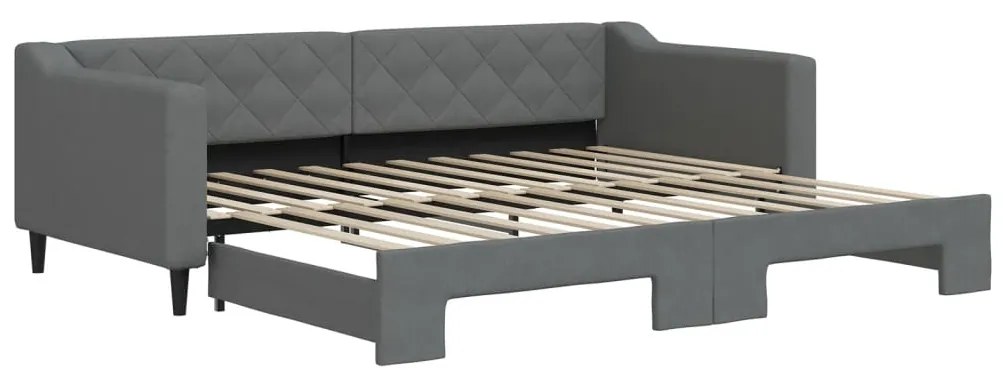 3197427 vidaXL Pat de zi cu extensie, gri închis, 90x200 cm, textil