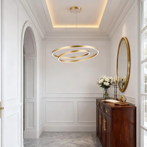 Brilagi-LED Lustră reglabilă pe cablu TWISTER LED/75W/230V Ø 70 cm auriu + telecomandă