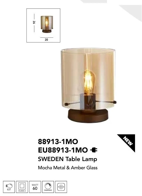 Veioza, Lampa de masa moderna Sweden 1L moca, chihlimbar
