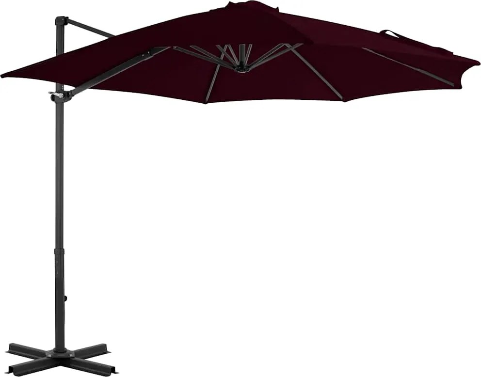 vidaXL Umbrelă consolă de grădină, stâlp din aluminiu, roșu, 300 cm
