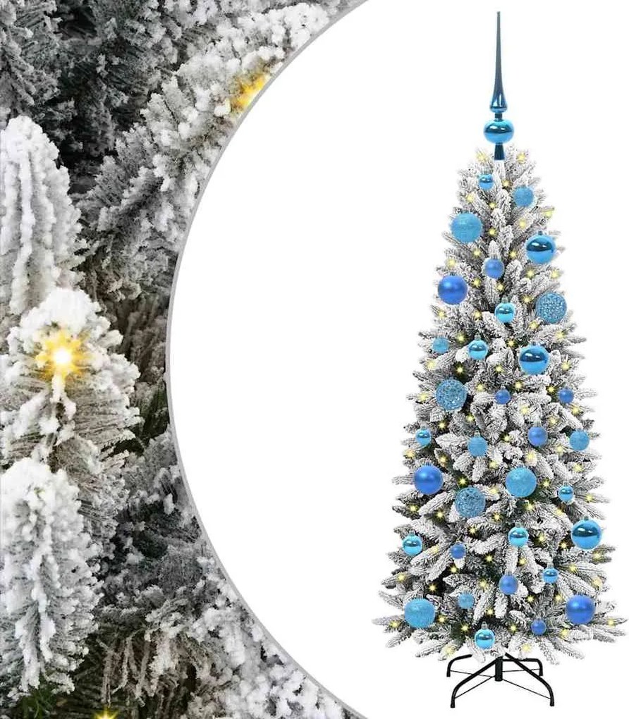 vidaXL Brad de Crăciun artificial cu 150 LED cu suport Alb 120 cm