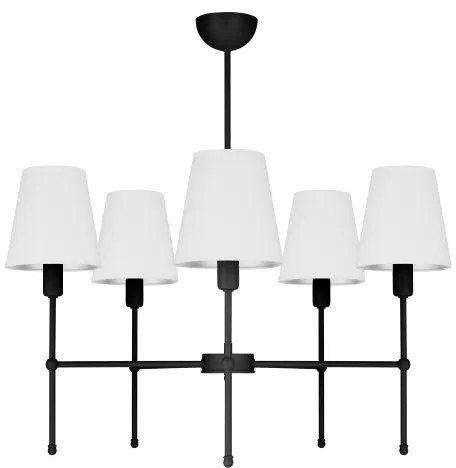 Lustră cu tijă MADELA 5xE14/40W/230V alb/negru
