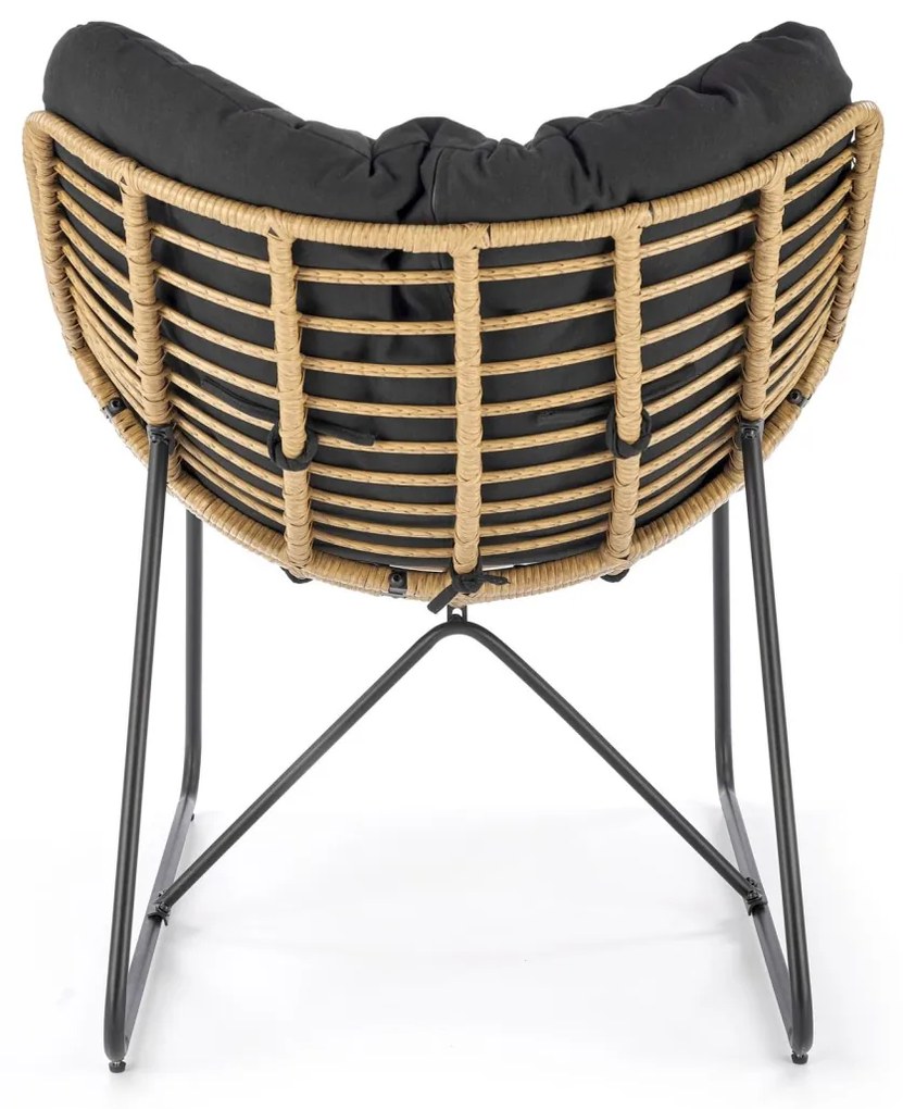 Fotoliu tapitat Whisper natur/negru - H90 cm