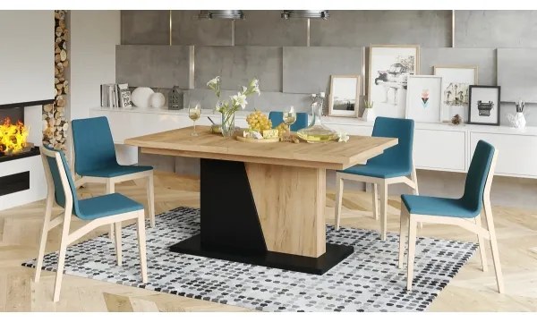 Masă de dining extensibilă NINO stejar craft/negru