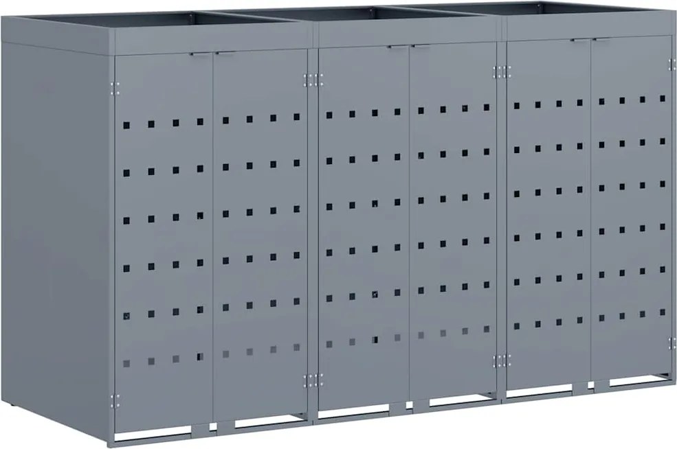 vidaXL Depozitare pentru 3 pubele Wheelie Gri deschis