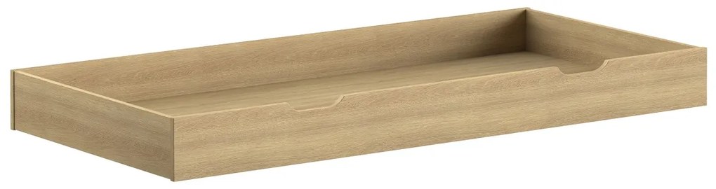 Pat copii pentru copii CABANE tip casa cu gard, stejar, (90 x 200 cm) și sertar.
