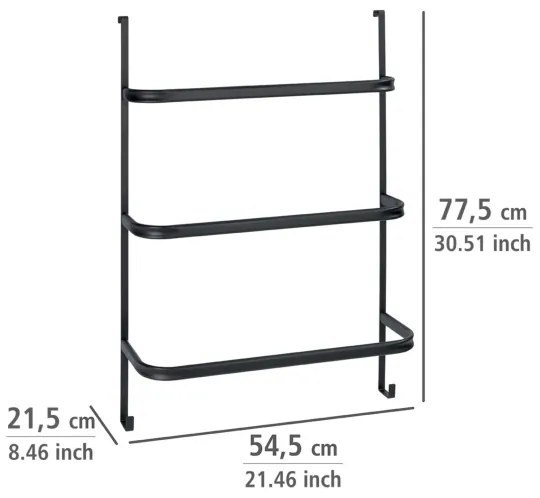WENKO 24026100 - Suport pentru prosoape IRPINIA 54,5 x 77,5 cm, negru