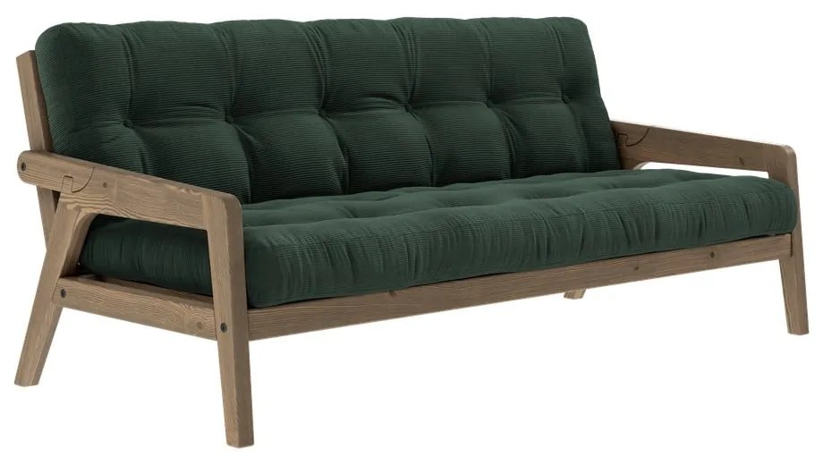 Canapea verde extensibilă cu tapițerie din catifea reiată 204 cm Grab - Karup Design