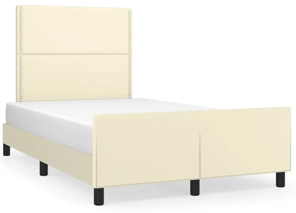 3125502 vidaXL Cadru de pat cu tăblie, crem, 120x200 cm, piele ecologică