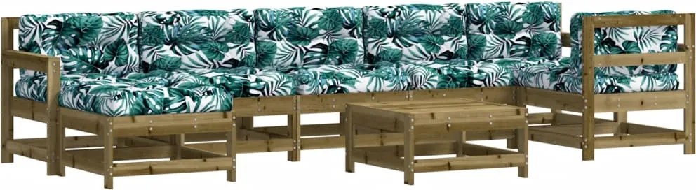 vidaXL Set mobilier de grădină cu perne, 8 piese, lemn de pin tratat