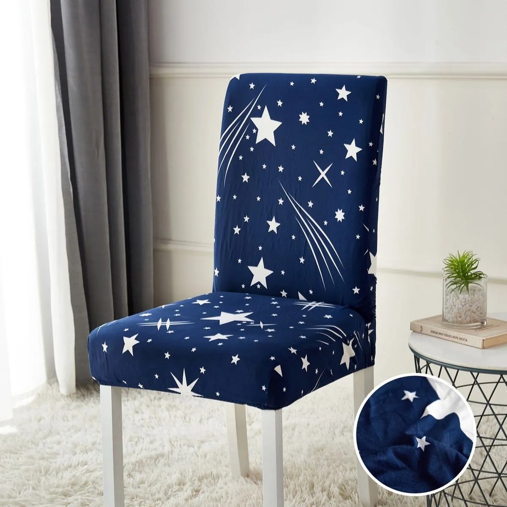 Set Huse Elastice pentru Scaun, 4 Piese, Cu Elastic, Falling Stars