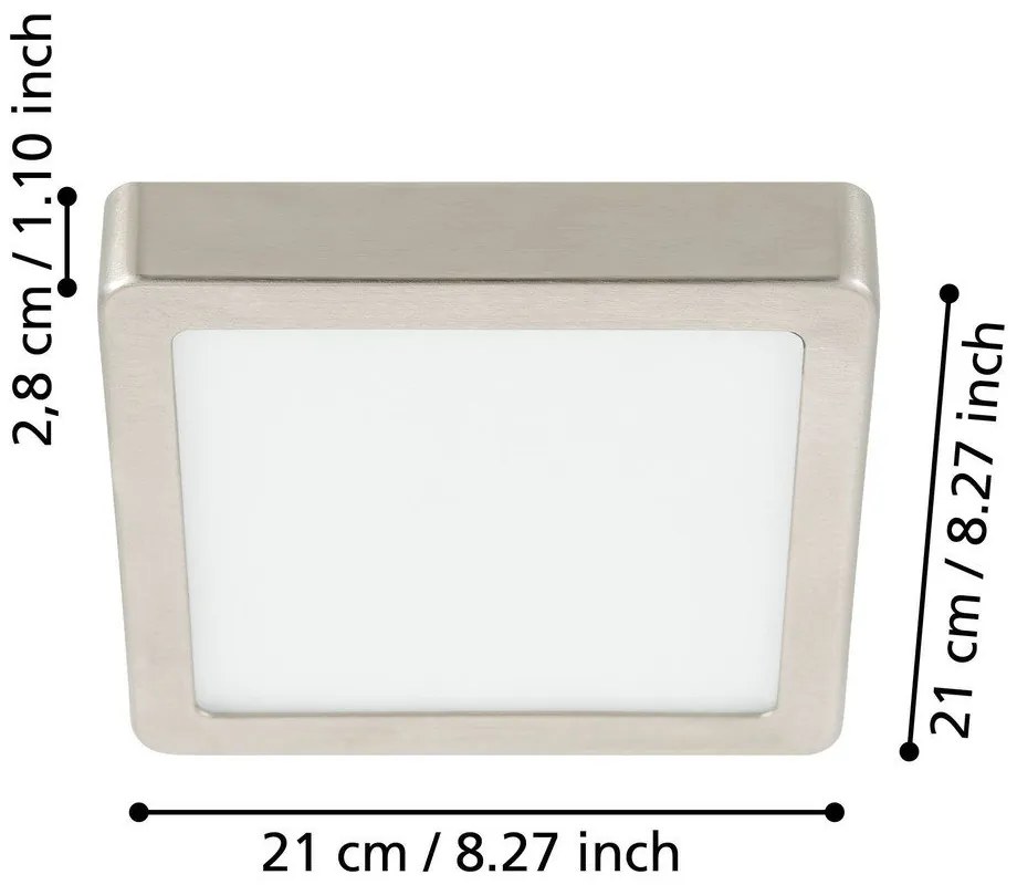 Plafonieră gri LED 21x21 cm FUEVA 5 – EGLO