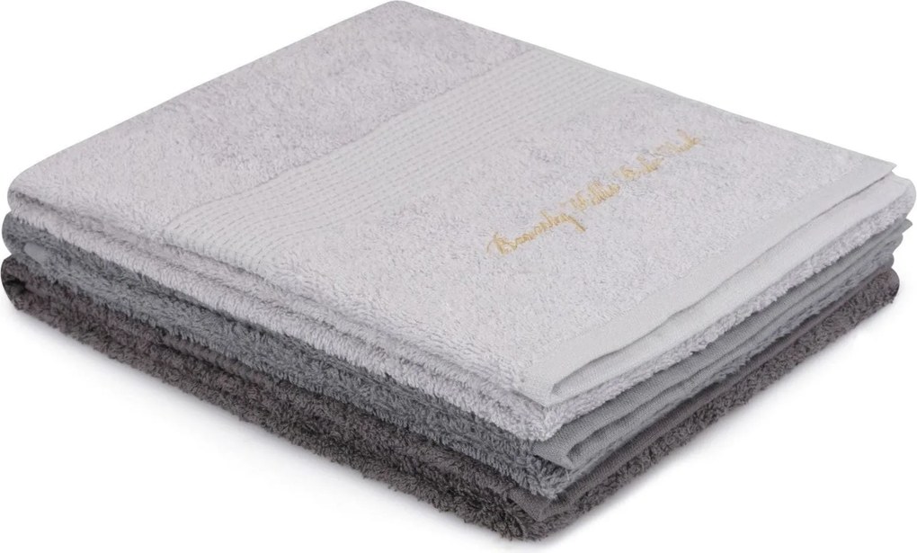 Set 3 prosoape baie 404, gri, bumbac, 50x90 cm
