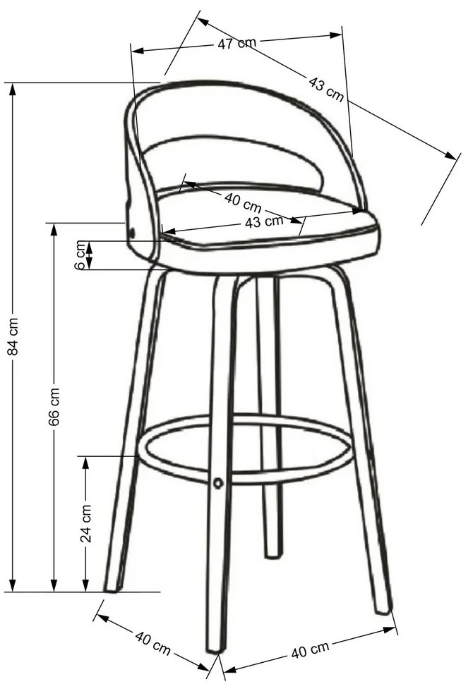 Scaun de bar Braxton, maro/crem