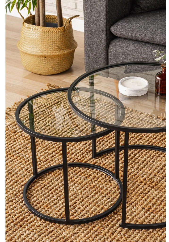 Set măsuțe cafea Besalur (Negru). 1107793