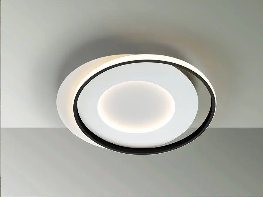Lustra LED aplicata design modern circular Limbos alb/negru