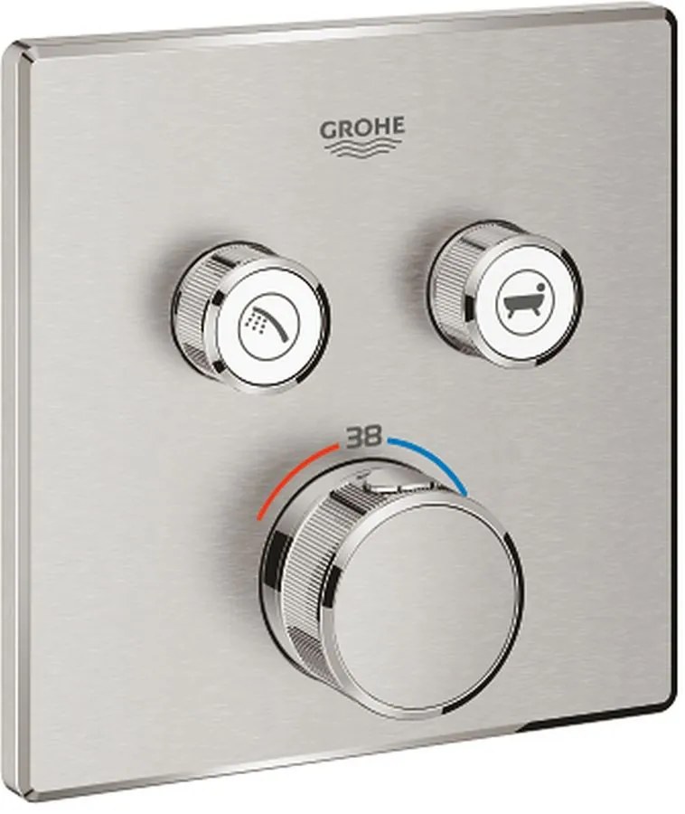 Grohe Grohtherm SmartControl baterie cadă-duș ascuns cu termostat SuperSteel 29124DC0