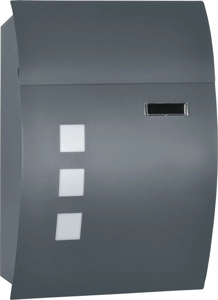 HOMCOM Cutie Postala Curbata din Otel Zincat cu 3 Fante si 2 Chei de Securitate incluse, 45x10x32 cm, Gri | Aosom Romania