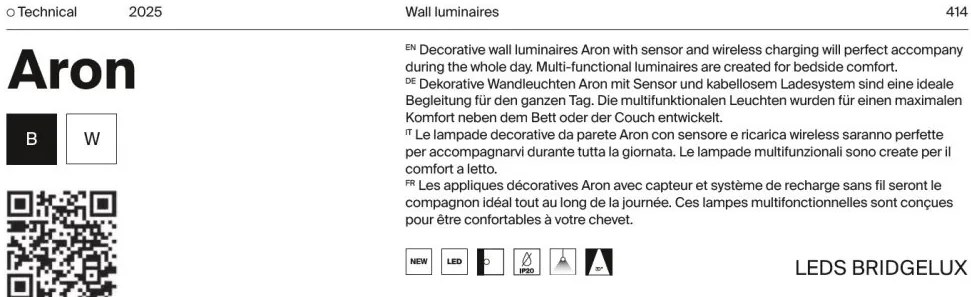 Aplica LED cu suport incarcator wireless Aron