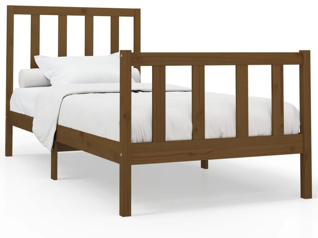3106691 vidaXL Cadru de pat, maro miere, 90x200 cm, lemn masiv de pin