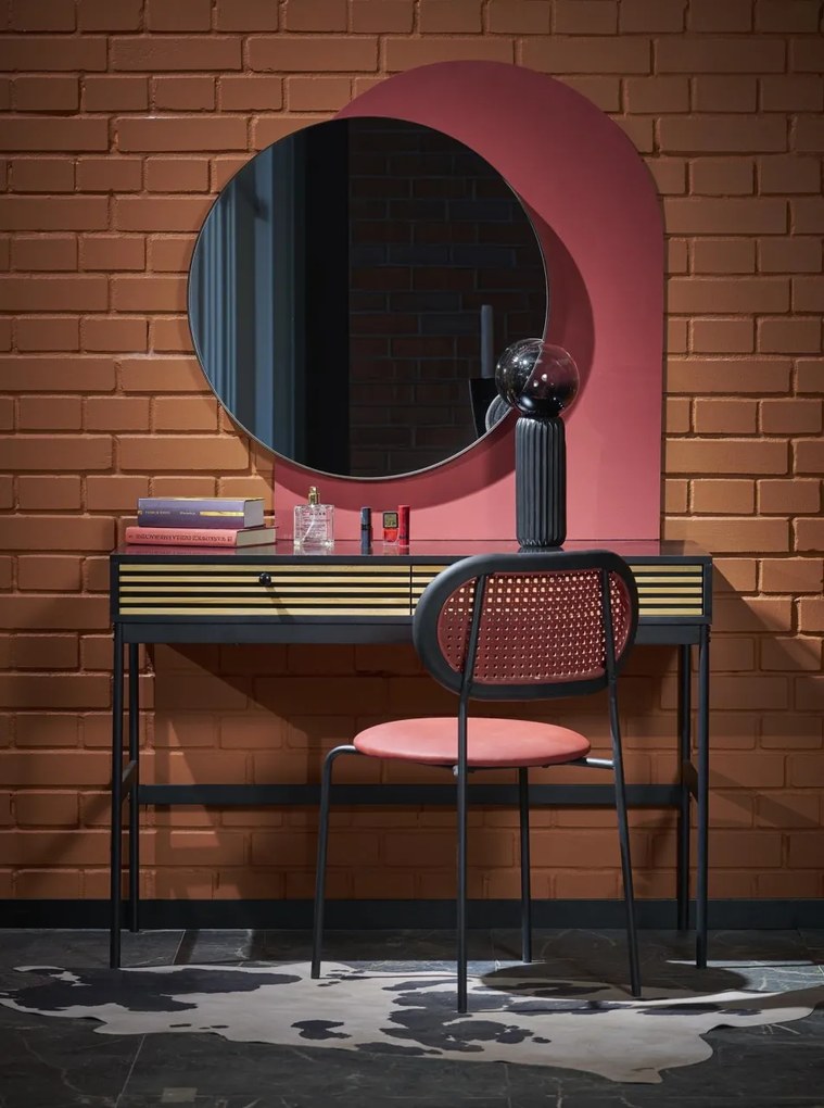 Oglinda Patina neagra ø70 cm