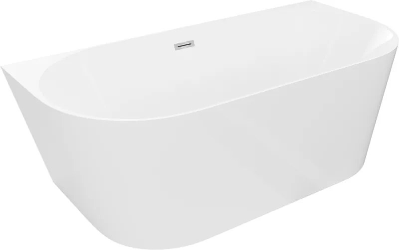 Mexen Oval Slim cadă de sine stătătoare lângă perete 170 x 80 cm, albă, preaplin cromat - 52661708000-01
