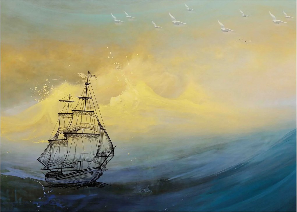 Tablou - Pictură barcă pe mare (70x50 cm)