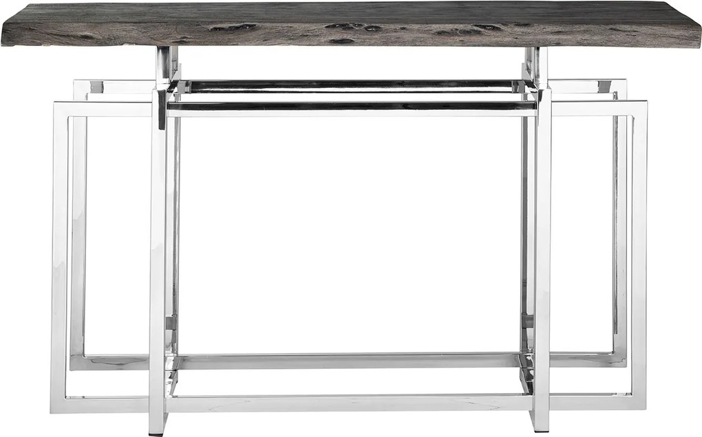 Consola design LUX din otel lucios si lemn Tuxedo