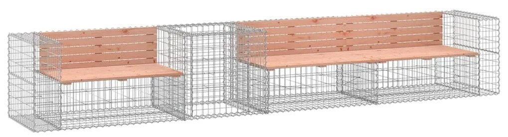 3196249 vidaXL Bancă de grădină & coș gabion, lemn masiv Douglas