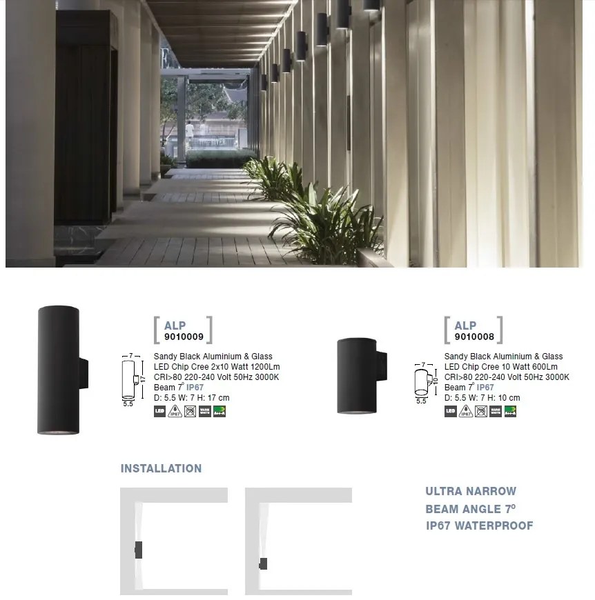 Aplica de perete LED iluminat exterior IP67 ALP up and down NVL-9010009