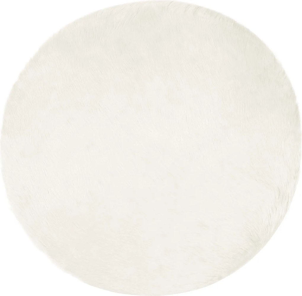 vidaXL Covor din Lână Faux Tafalla Alb Ø 120 cm Poliester