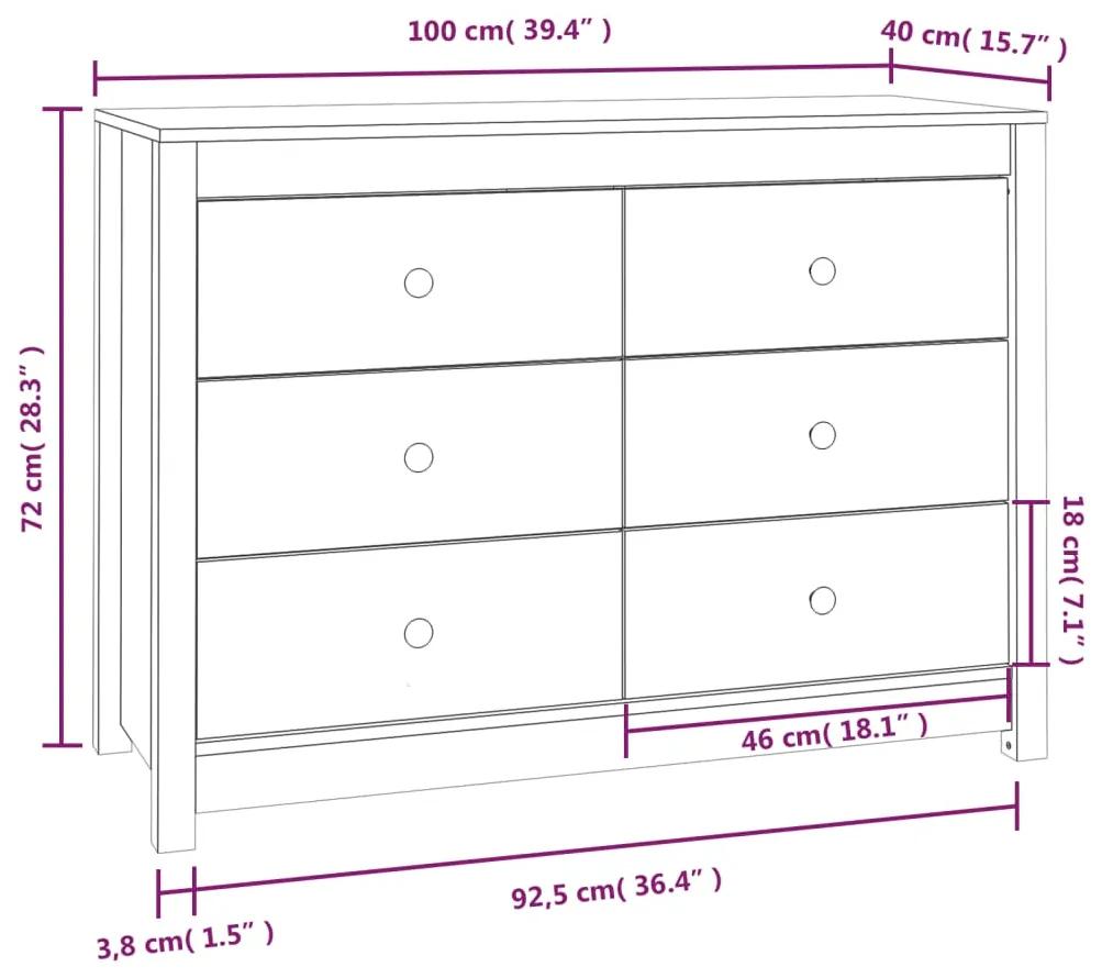 Dulap lateral, negru, 100x40x72 cm, lemn masiv de pin 1, Negru, 100 x 40 x 72 cm
