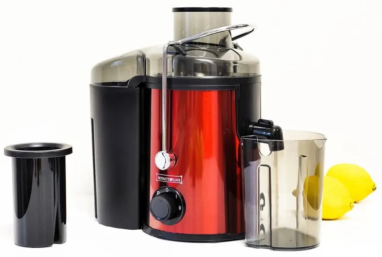 Storcator de fructe si legume  Royalty Line PJ-19001, 700 W, 2 viteze, 450 ml, Anti-picurare, Rosu
