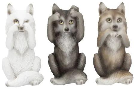 Set 3 statuete Trei lupi intelepti - 10 cm