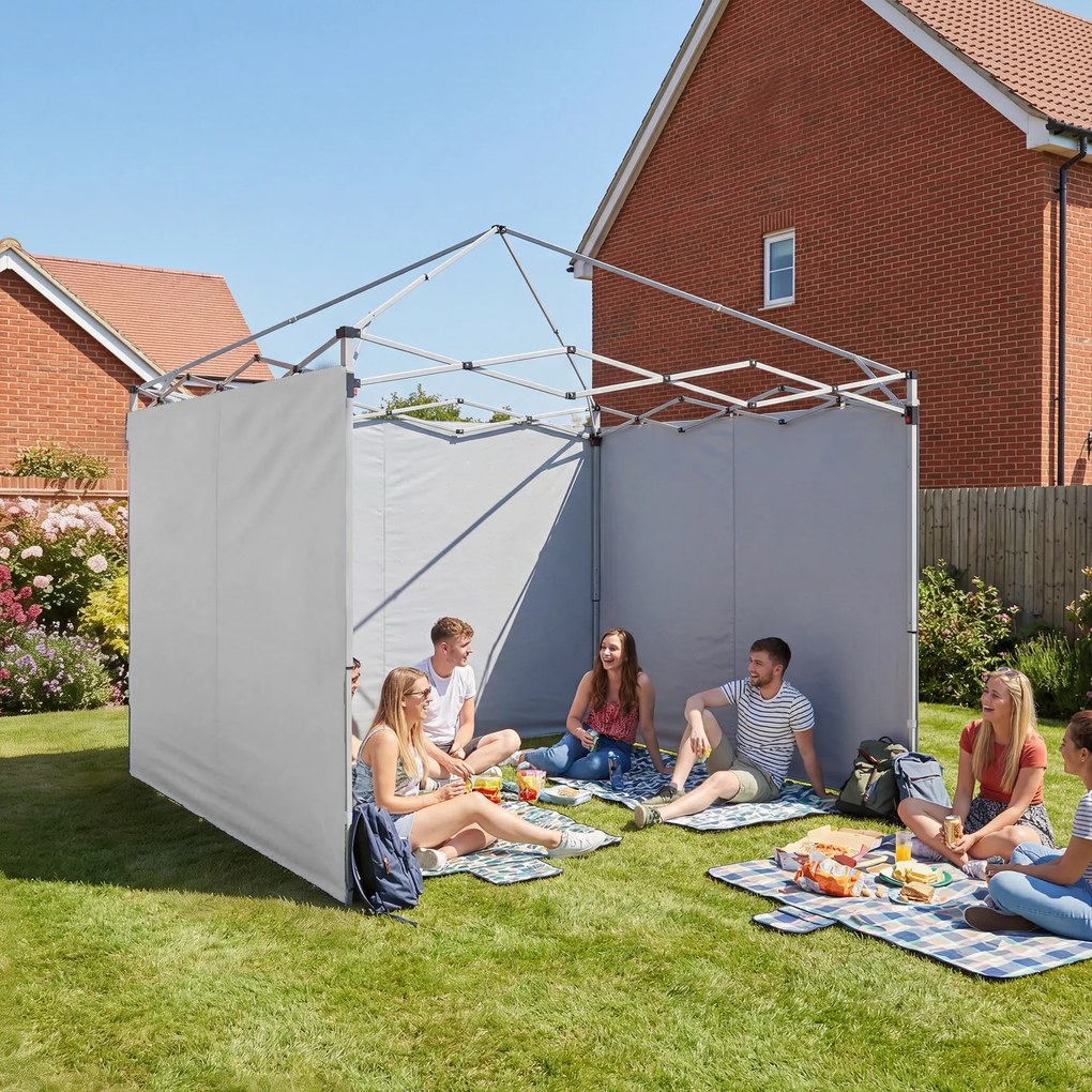Outsunny 3 Panouri Laterale pentru Pavilioane 3x3 m 300x200 cm Panouri Laterale de Schimb din Pânză Oxford cu Fermoar Alb | Aosom Romania