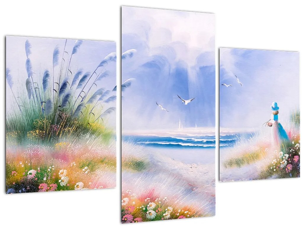 Tablou - Plaja romantică, pictură în ulei (90x60 cm)