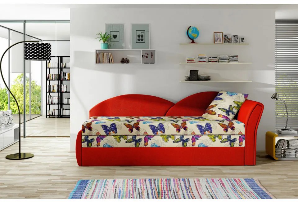 Canapea extensibila cu spatiu pentru depozitare, 218 x 80 x 77 cm, Aga R, Eltap (Culoare: Maro, Roz floral)