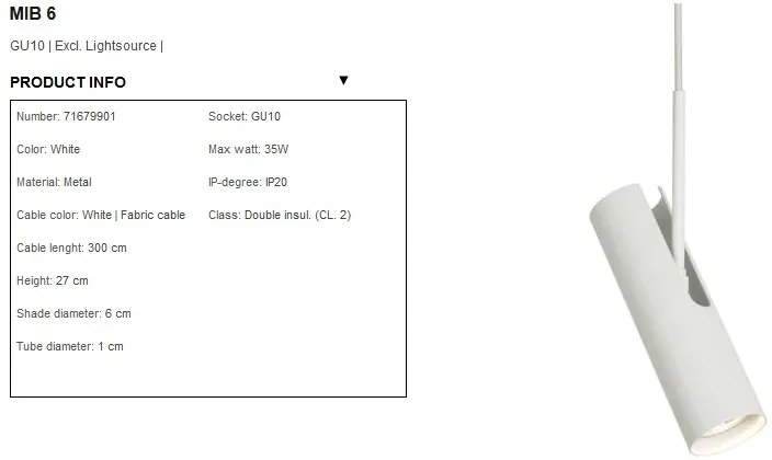 Pendul modern Mib 6 alb 71679901 DFTP