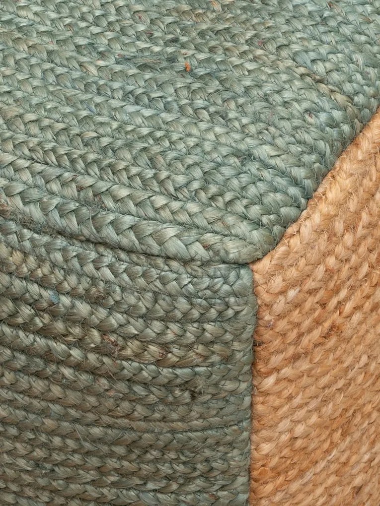 Puf din iuta naturala, verde, Pouf