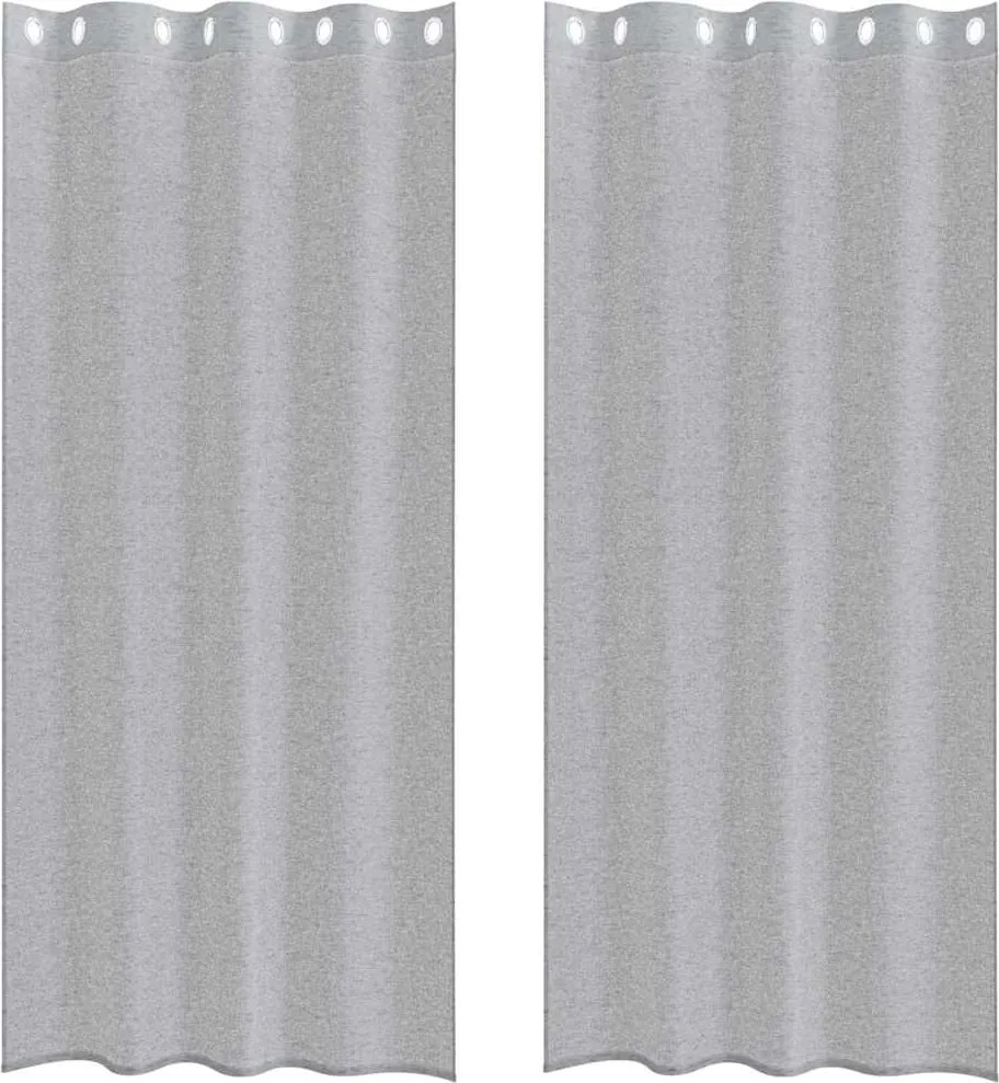 vidaXL Cortină din Voile 2 pcs Gri închis 225 x 140 cm Poliester