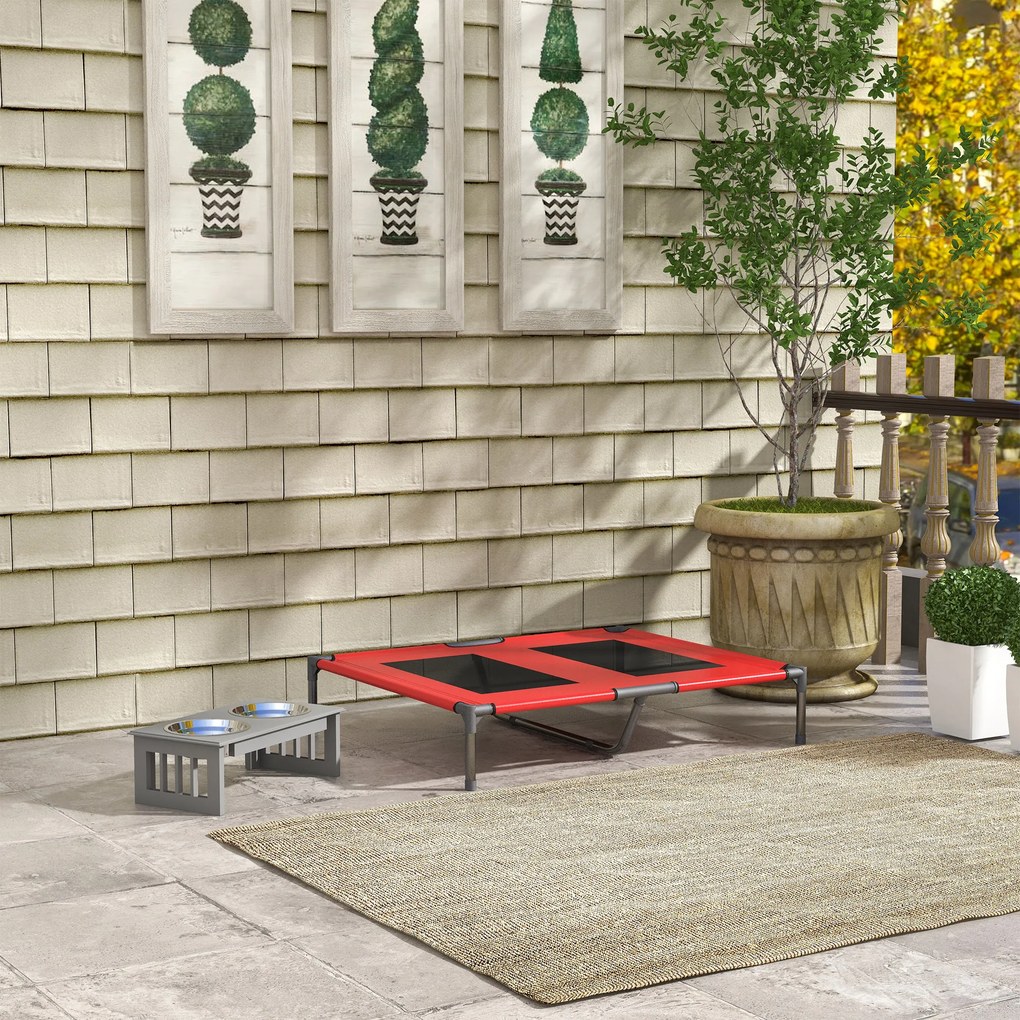 PawHut Pat pe picioare pat pentru câini pisici pat de camping pat ridicat animale material Oxford textilenă micro-perforată metal | Aosom Romania