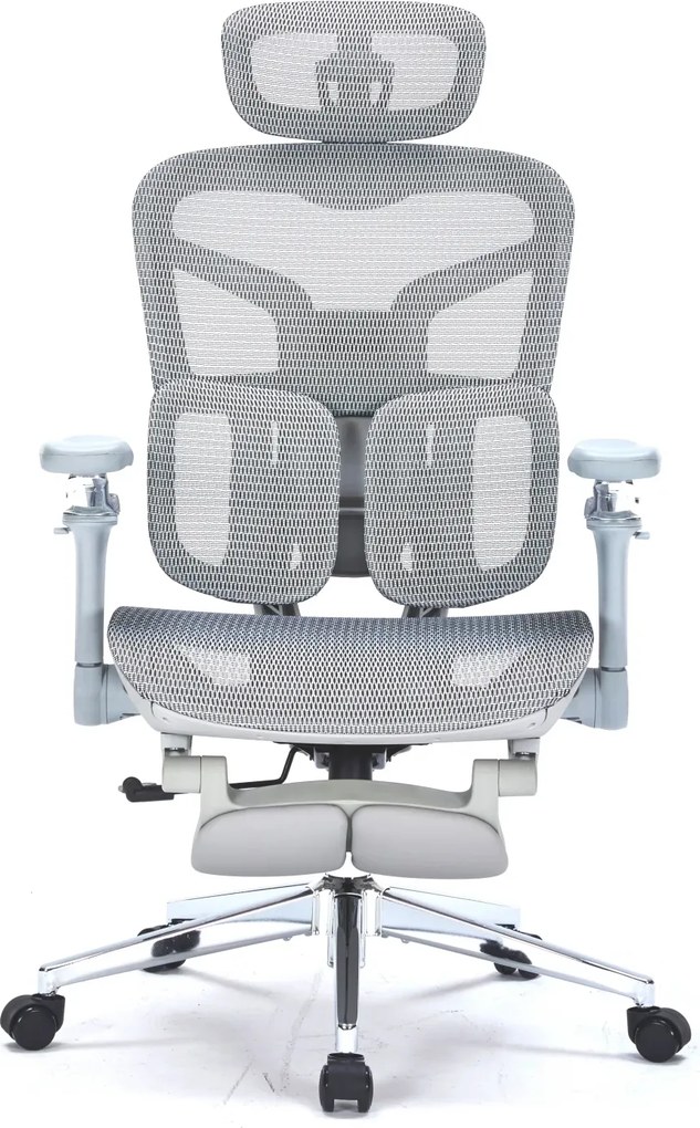 RESIGILAT- Scaun ergonomic premium DeluxStar T9 – cotiere 6D ultra moi, suport lombar adaptiv, spătar reglabil pe inaltime, tetiera 4D, mecanism multifunctional inclinare/blocare, pivotant, Mesh, Gri