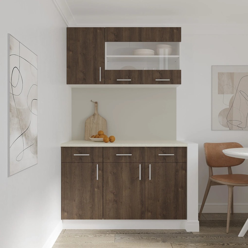 Corp Baza Karo, 2 Sertare, 2 Usi, Stejar Bronz/Alb, 80 x 50 x 80 cm