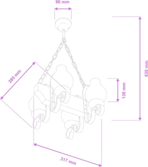 Lustră pe lanț Brilagi QUEEN 4xE14/40W/230V fag/nuc