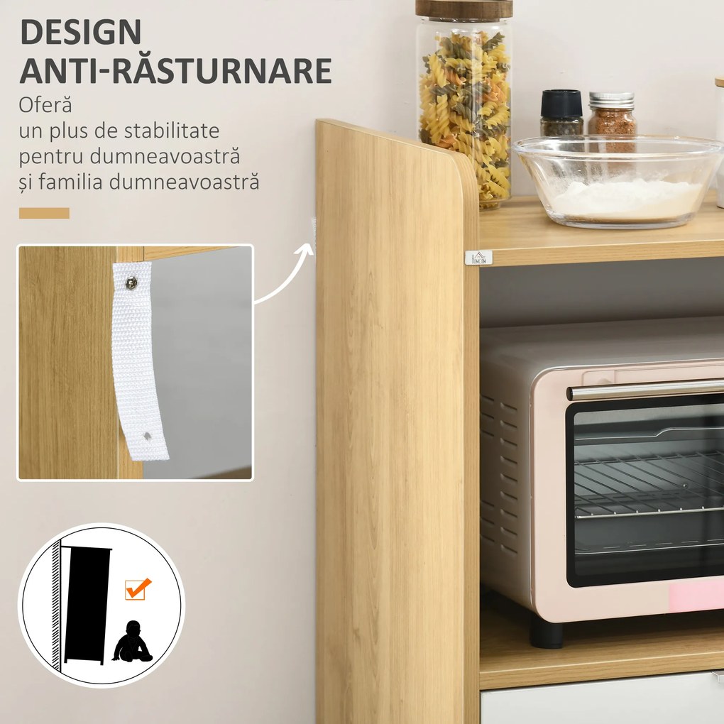 Dulap pentru Cuptorul cu Microunde, Dulap de Bucatarie cu Dulap de Depozitare, Sertar, Camera de Zi 58x40x118cm HOMCOM | Aosom Romania