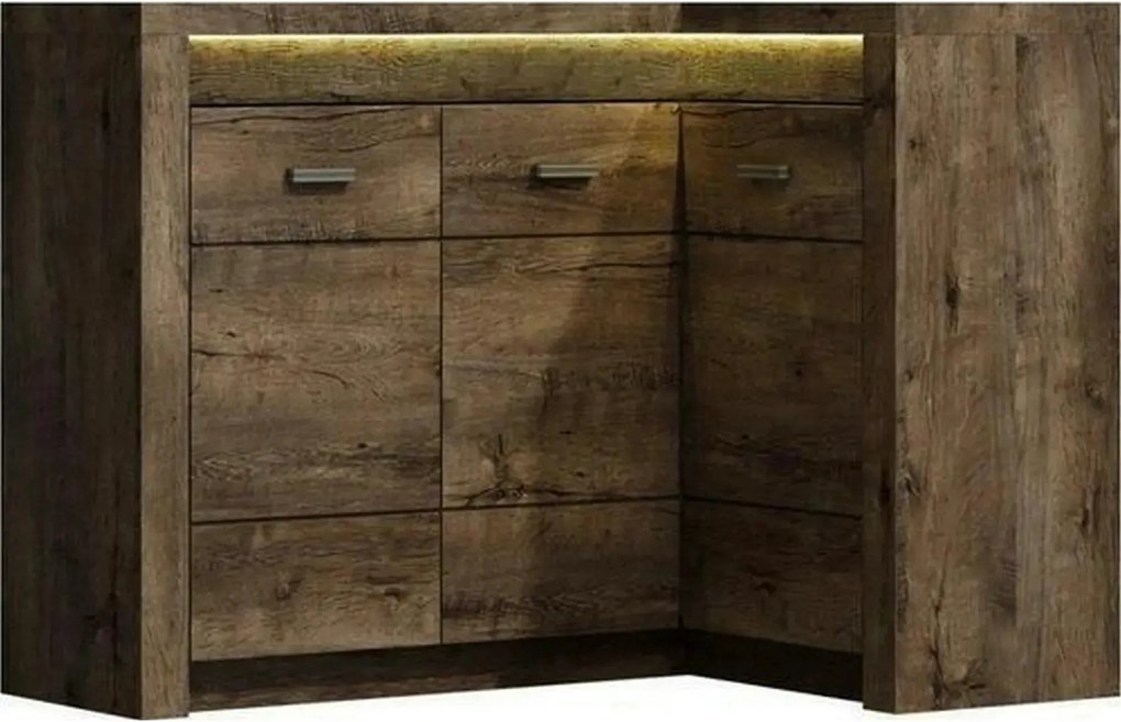 Comoda INDIANAPOLIS I15 dreapta, frasin inchis, PAL laminat, cu 3 usi