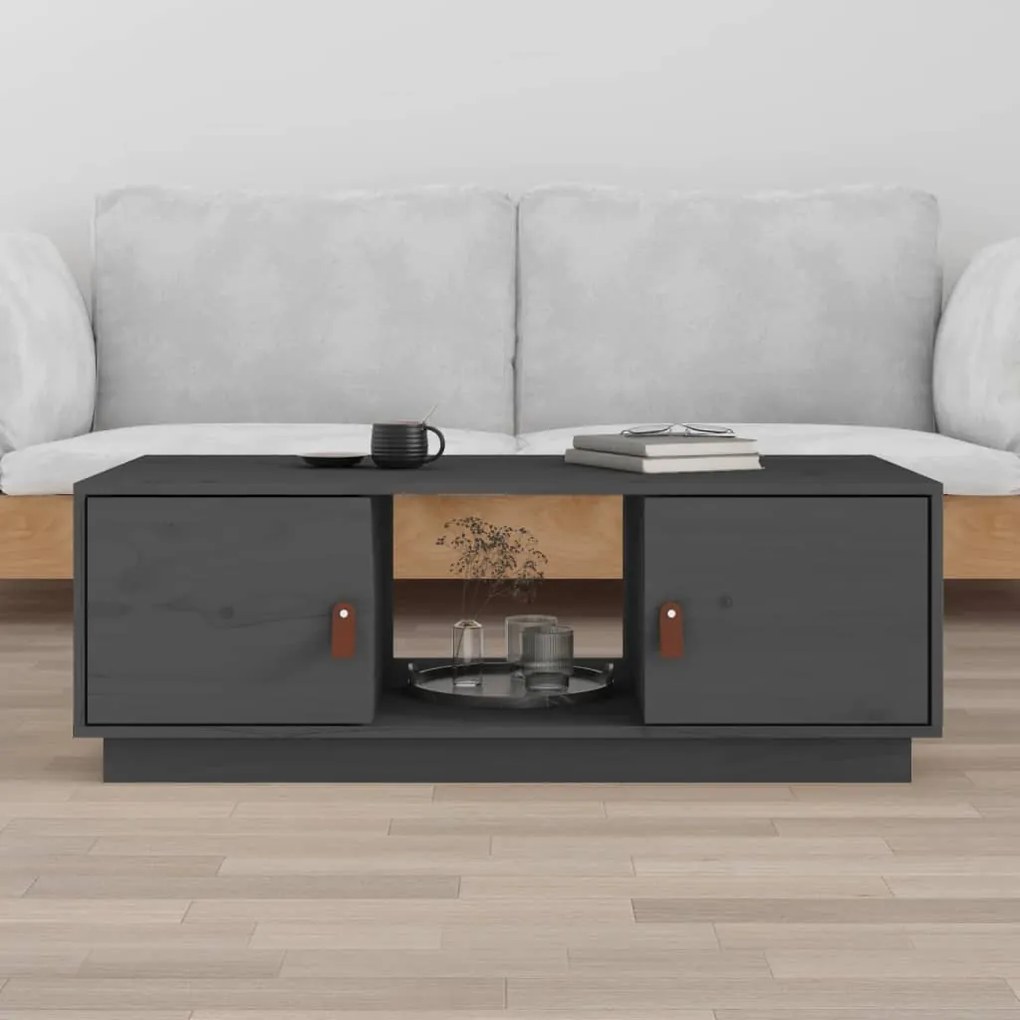 vidaXL Măsuță de cafea, gri, 100x50x35 cm, lemn masiv de pin
